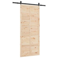 Porte coulissante Marron 80 x 208 cm Bois massif en pin 