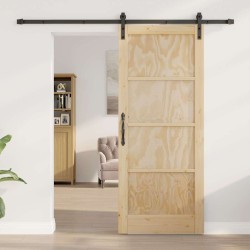 Porte coulissante avec quincaillerie 83x202 cm en bois massif de pin 