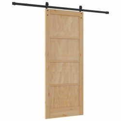 Porte coulissante avec quincaillerie 83x202 cm en bois massif de pin 
