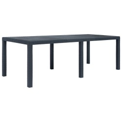 Table de jardin Anthracite 220x90x72 cm Plastique Aspect rotin 