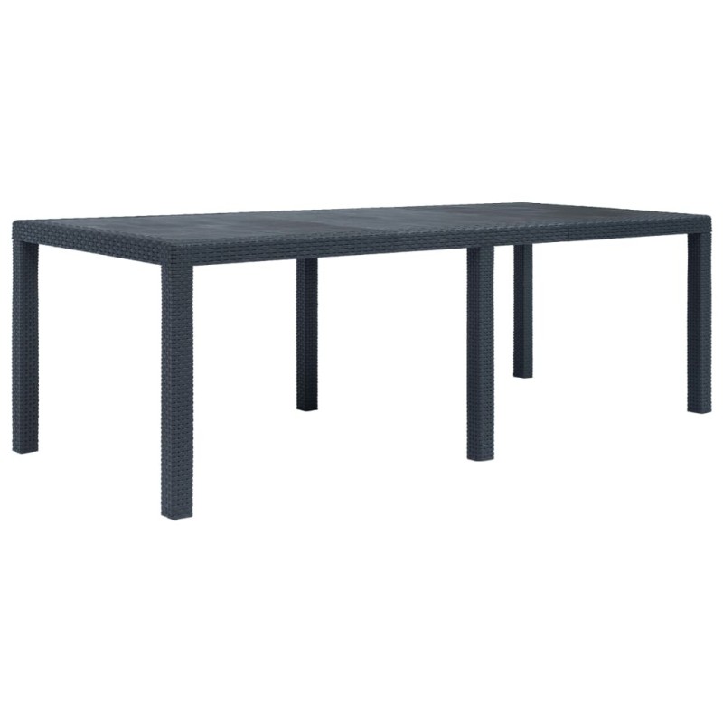 Table de jardin Anthracite 220x90x72 cm Plastique Aspect rotin Table de jardin Anthracite 220x90x72 cm Plastique Aspect rotin