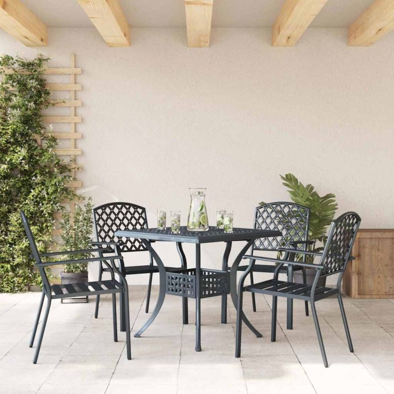 Chaises de jardin 4 pcs empilables en acier anthracite 