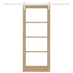 Porte Coulissante avec Set de Matériel 'ORKDAL'Bois Massif & Verre 