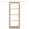 Porte Coulissante avec Set de Matériel 'ORKDAL'Bois Massif & Verre 