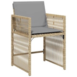 Ensemble de salle à manger de jardin 5 pièces avec des coussins en rotin synthétique beige. 
