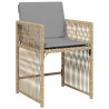 Ensemble de salle à manger de jardin 5 pièces avec des coussins en rotin synthétique beige. 