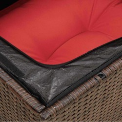Canapé de jardin 3 places en poly rattan marron avec coussins. 
