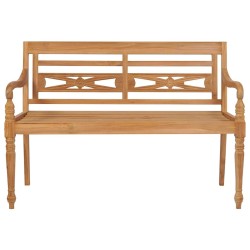 Banc Batavia avec coussin beige 120 cm Bois de teck massif 