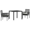 Ensemble de salle à manger pour jardin 3 pcs Noir 