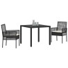 Ensemble de salle à manger pour jardin 3 pcs Noir 