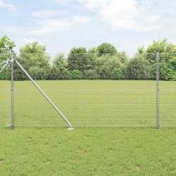 Clôture en fil soudé avec 13 poteaux à pointe 1,2x25 m en acier galvanisé 