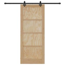 Porte coulissante avec ensemble de quincaillerie 86x211 cm en bois solide de pin 