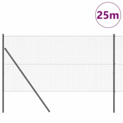Clôture en fil métallique soudé avec 13 poteaux Gris 1.4x25 m Acier 