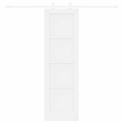 Porte coulissante avec quincaillerie 'ORKDAL'Blanche en bois massif de pin 