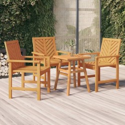 Chaises à manger de jardin lot de 3 bois massif d'acacia 