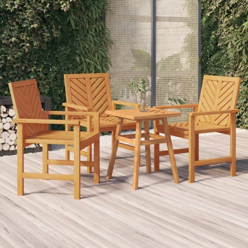 Chaises à manger de jardin lot de 3 bois massif d'acacia 