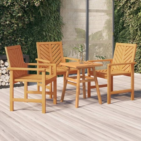 Chaises à manger de jardin lot de 3 bois massif d'acacia 
