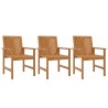Chaises à manger de jardin lot de 3 bois massif d'acacia 