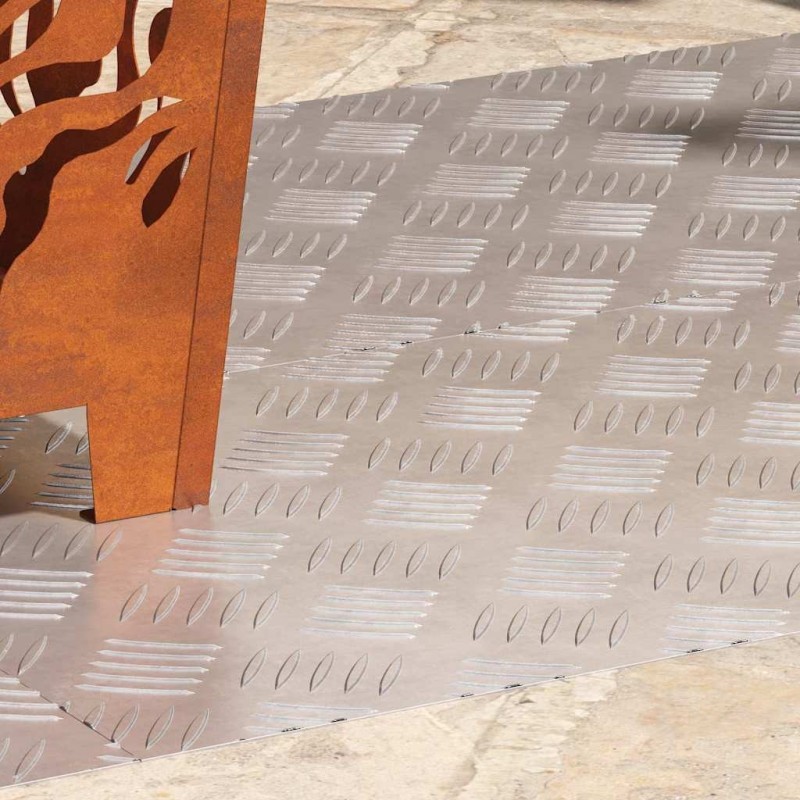 Plaques en Aluminium Antidérapantes à Motif Carreaux 4 pcs 100x40 cm 