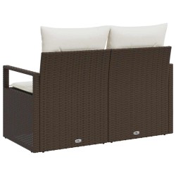 Canapé de jardin 2 places avec rangement et coussins en poly rattan 