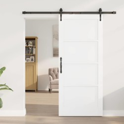 Porte coulissante avec quincaillerie 'ORKDAL'en pin massif blanc 