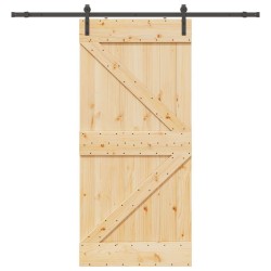Porte coulissante et kit de quincaillerie 100x210 cm pin massif 
