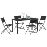 Set de repas de jardin 5 pièces en textilène noir et acier 