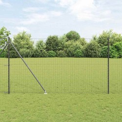 Clôture Euro avec 7 poteaux en pointe, 1,5 x 10 m, en acier galvanisé gris 