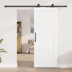 Porte coulissante avec quincaillerie 'ORKDAL'Bois massif blanc en pin 
