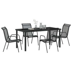 Ensemble de salle à manger de jardin 5 pièces en Textilène noir et acier. 