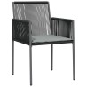 Ensemble de jardin de 3 pièces avec coussins, noir, en rattan polyuréthane 