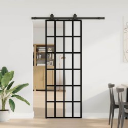 Porte coulissante kit de quincaillerie noir 76x205 cm verre ESG 