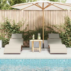 Chaises longues avec coussins 2 pcs crème en bois d'acacia résistant 