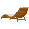 Chaises longues avec coussins 2 pcs crème en bois d'acacia résistant 
