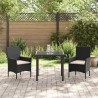 Ensemble de jardin en 3 pièces avec coussins en rattan poly noir 
