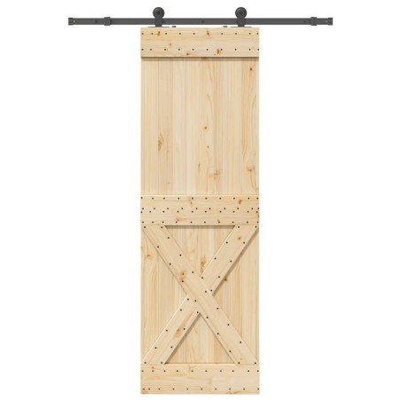 Porte coulissante et kit de quincaillerie 70x210 cm pin massif 