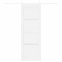 Porte coulissante avec matériel blanc 73,5x211 cm en pin massif 
