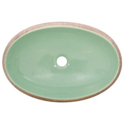 Vasque à poser vert et marron ovale 59x40x15 cm céramique 