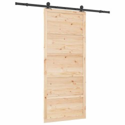 Porte coulissante Marron 90 x 208 cm Bois massif en pin 