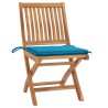 Chaises de jardin lot de 2 et coussins bleu Bois de teck massif 