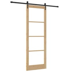 Porte Coulissante avec Kit de Quincaillerie 83x232 cm Bois Massif de Pin 