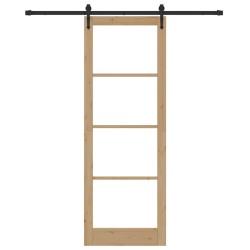 Porte Coulissante avec Kit de Quincaillerie 83x232 cm Bois Massif de Pin 
