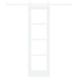 Ensemble de Porte Coulissante avec Quincaillerie Blanche 61x198,5 cm Bois Massif Pin 