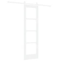 Ensemble de Porte Coulissante avec Quincaillerie Blanche 61x198,5 cm Bois Massif Pin 