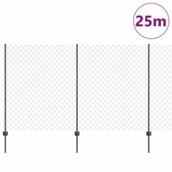 Clôture à mailles cadena avec 44 U Posts Gris 1.4x25 m Acier 