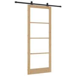 Porte Coulissante avec Kit 'ORKDAL'Bois Massif & Verre 