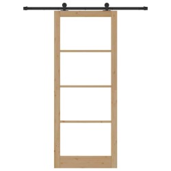 Porte Coulissante avec Kit 'ORKDAL'Bois Massif & Verre 