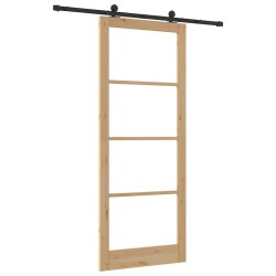 Porte Coulissante avec Kit 'ORKDAL'Bois Massif & Verre 