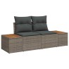 Sofa de jardin 2 places avec coussins gris en poly rotin 