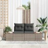 Sofa de jardin 2 places avec coussins gris en poly rotin 